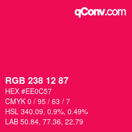 Color code: RGB 238 12 87 | qconv.com
