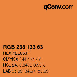 Código de color: RGB 238 133 63 | qconv.com