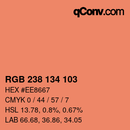 カラーコード: RGB 238 134 103 | qconv.com