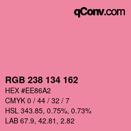 Color code: RGB 238 134 162 | qconv.com