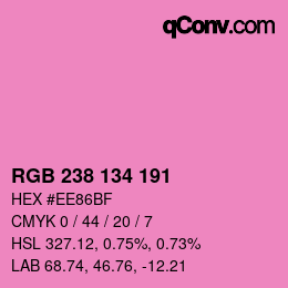 Color code: RGB 238 134 191 | qconv.com