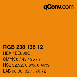 Color code: RGB 238 136 12 | qconv.com