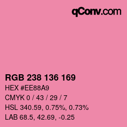 Color code: RGB 238 136 169 | qconv.com