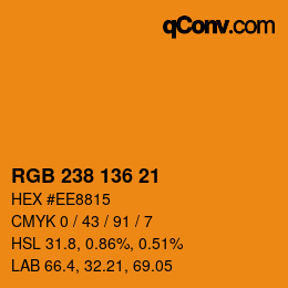 Color code: RGB 238 136 21 | qconv.com