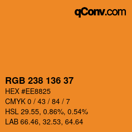 Color code: RGB 238 136 37 | qconv.com