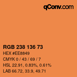 Color code: RGB 238 136 73 | qconv.com