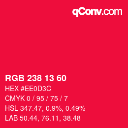 颜色代码: RGB 238 13 60 | qconv.com