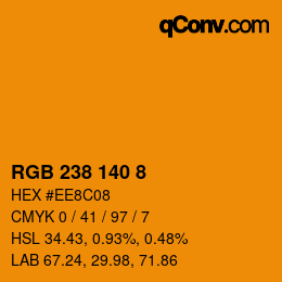 颜色代码: RGB 238 140 8 | qconv.com