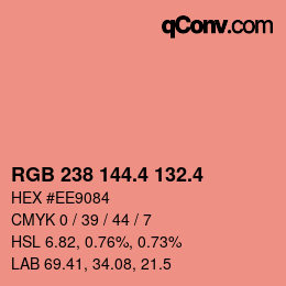 カラーコード: RGB 238 144.4 132.4 | qconv.com