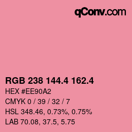 カラーコード: RGB 238 144.4 162.4 | qconv.com