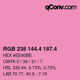 カラーコード: RGB 238 144.4 187.4 | qconv.com