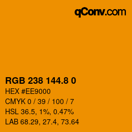 Color code: RGB 238 144.8 0 | qconv.com