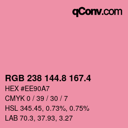 カラーコード: RGB 238 144.8 167.4 | qconv.com