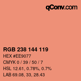颜色代码: RGB 238 144 119 | qconv.com