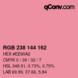 Color code: RGB 238 144 162 | qconv.com