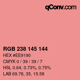 Color code: RGB 238 145 144 | qconv.com