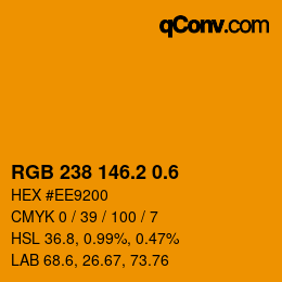カラーコード: RGB 238 146.2 0.6 | qconv.com