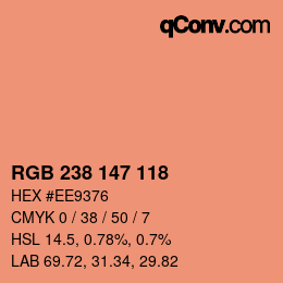 Color code: RGB 238 147 118 | qconv.com