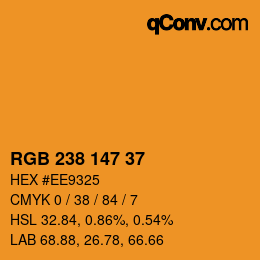 Color code: RGB 238 147 37 | qconv.com
