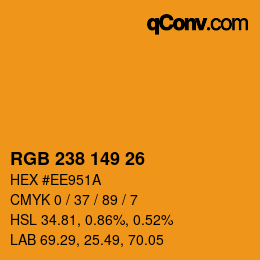 Color code: RGB 238 149 26 | qconv.com