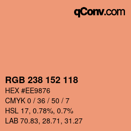 カラーコード: RGB 238 152 118 | qconv.com