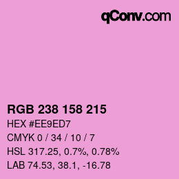 カラーコード: RGB 238 158 215 | qconv.com