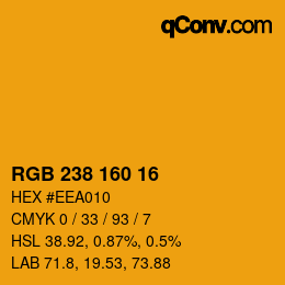 カラーコード: RGB 238 160 16 | qconv.com
