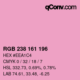 Color code: RGB 238 161 196 | qconv.com