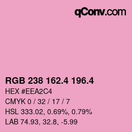 カラーコード: RGB 238 162.4 196.4 | qconv.com