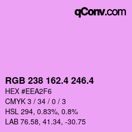 カラーコード: RGB 238 162.4 246.4 | qconv.com