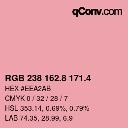 カラーコード: RGB 238 162.8 171.4 | qconv.com