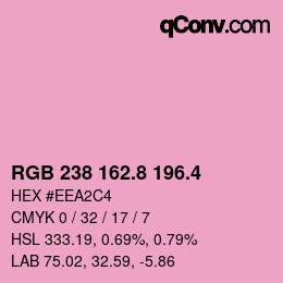 カラーコード: RGB 238 162.8 196.4 | qconv.com
