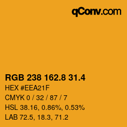 カラーコード: RGB 238 162.8 31.4 | qconv.com