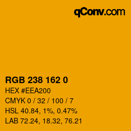 Color code: RGB 238 162 0 | qconv.com