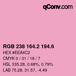 カラーコード: RGB 238 164.2 194.6 | qconv.com