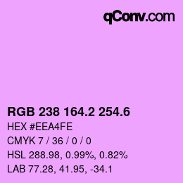 カラーコード: RGB 238 164.2 254.6 | qconv.com