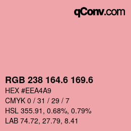 カラーコード: RGB 238 164.6 169.6 | qconv.com