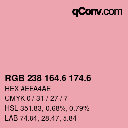カラーコード: RGB 238 164.6 174.6 | qconv.com