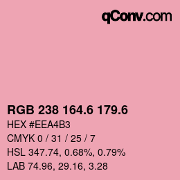 カラーコード: RGB 238 164.6 179.6 | qconv.com