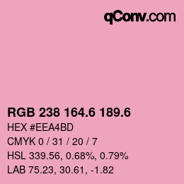 カラーコード: RGB 238 164.6 189.6 | qconv.com