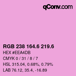 カラーコード: RGB 238 164.6 219.6 | qconv.com