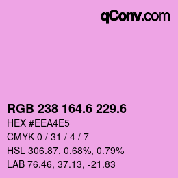 カラーコード: RGB 238 164.6 229.6 | qconv.com