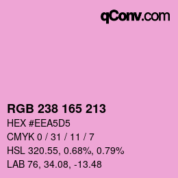 Color code: RGB 238 165 213 | qconv.com