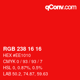 カラーコード: RGB 238 16 16 | qconv.com