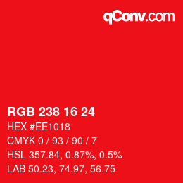Color code: RGB 238 16 24 | qconv.com