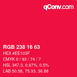 Color code: RGB 238 16 63 | qconv.com