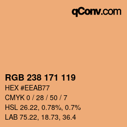 Color code: RGB 238 171 119 | qconv.com