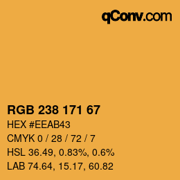 Color code: RGB 238 171 67 | qconv.com
