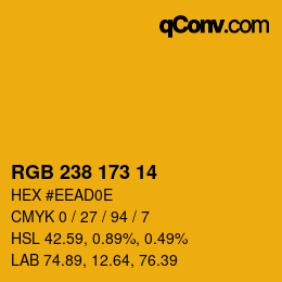 カラーコード: RGB 238 173 14 | qconv.com