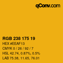 Color code: RGB 238 175 19 | qconv.com